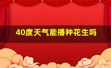 40度天气能播种花生吗