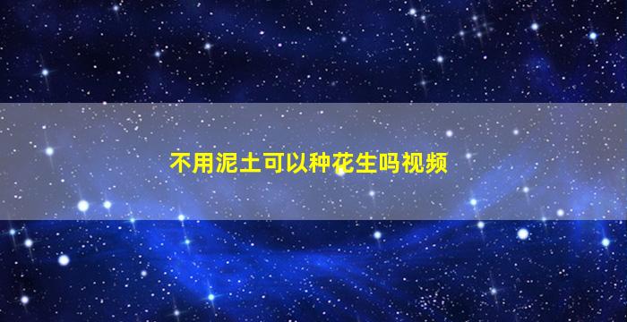 不用泥土可以种花生吗视频