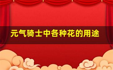 元气骑士中各种花的用途