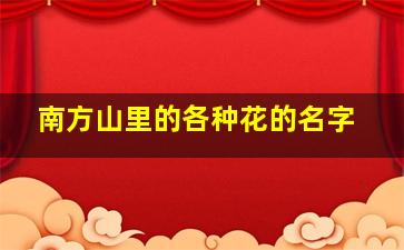 南方山里的各种花的名字