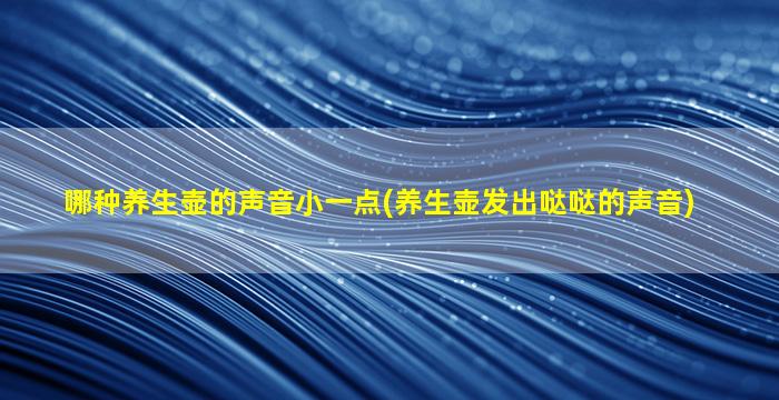 哪种养生壶的声音小一点(养生壶发出哒哒的声音)