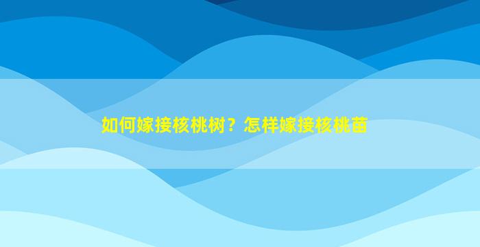 如何嫁接核桃树？怎样嫁接核桃苗