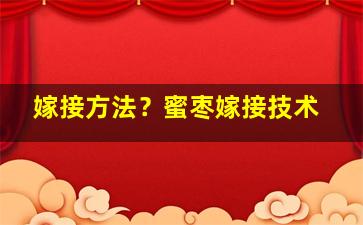 嫁接方法？蜜枣嫁接技术