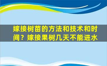 嫁接树苗的方法和技术和时间？嫁接果树几天不能进水