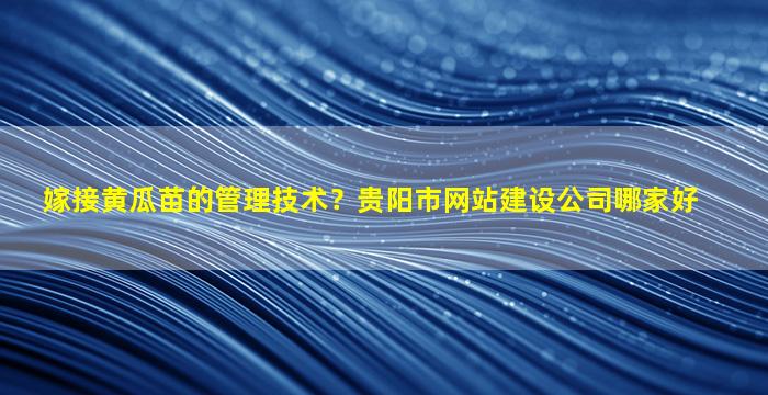 嫁接黄瓜苗的管理技术？贵阳市网站建设公司哪家好