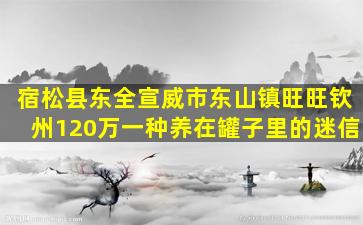 宿松县东全宣威市东山镇旺旺钦州120万一种养在罐子里的迷信