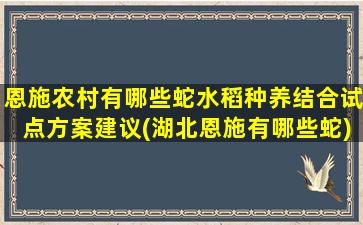 恩施农村有哪些蛇水稻种养结合试点方案建议(湖北恩施有哪些蛇)