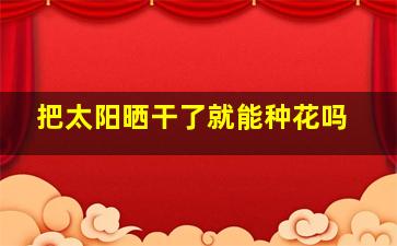 把太阳晒干了就能种花吗