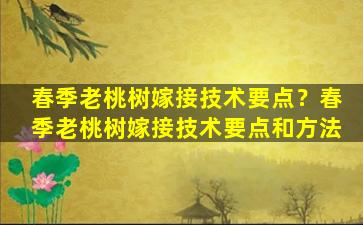 春季老桃树嫁接技术要点？春季老桃树嫁接技术要点和方法