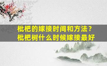 枇杷的嫁接时间和方法？枇杷树什么时候嫁接最好