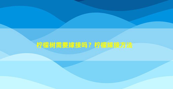 柠檬树需要嫁接吗？柠檬嫁接方法