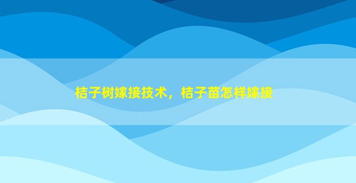 桔子树嫁接技术，桔子苗怎样嫁接