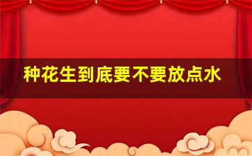 种花生到底要不要放点水