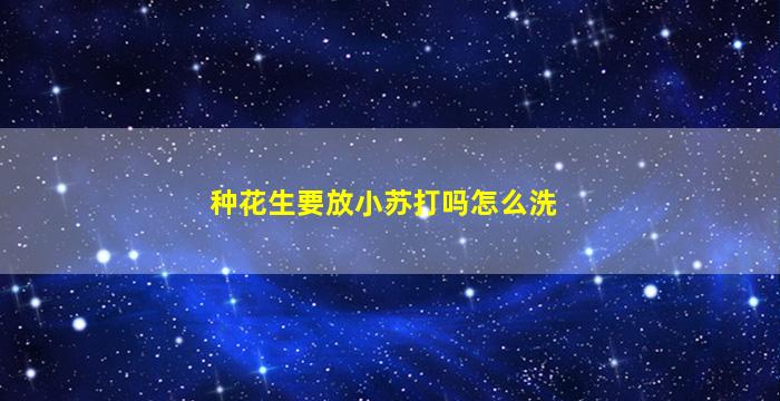 种花生要放小苏打吗怎么洗