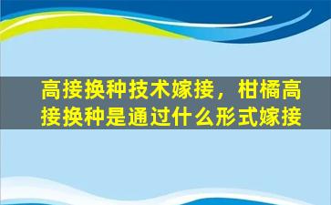 高接换种技术嫁接，柑橘高接换种是通过什么形式嫁接