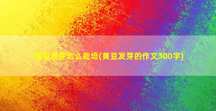 黄豆发芽怎么栽培(黄豆发芽的作文300字)