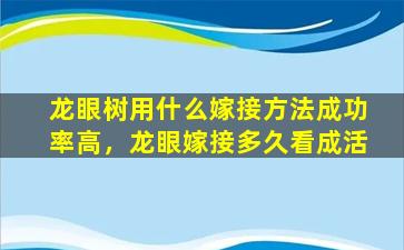 龙眼树用什么嫁接方法成功率高，龙眼嫁接多久看成活